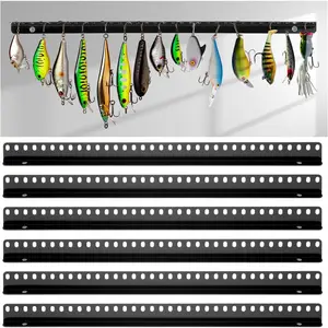Halloscume 6 Pcs Fishing Lure Display Storage Racks 30 Holes Wall Mount Metal for Spinner Baits Fishing Spoons Lures Organize and Decoration with 20 Hooks and 12 Screws