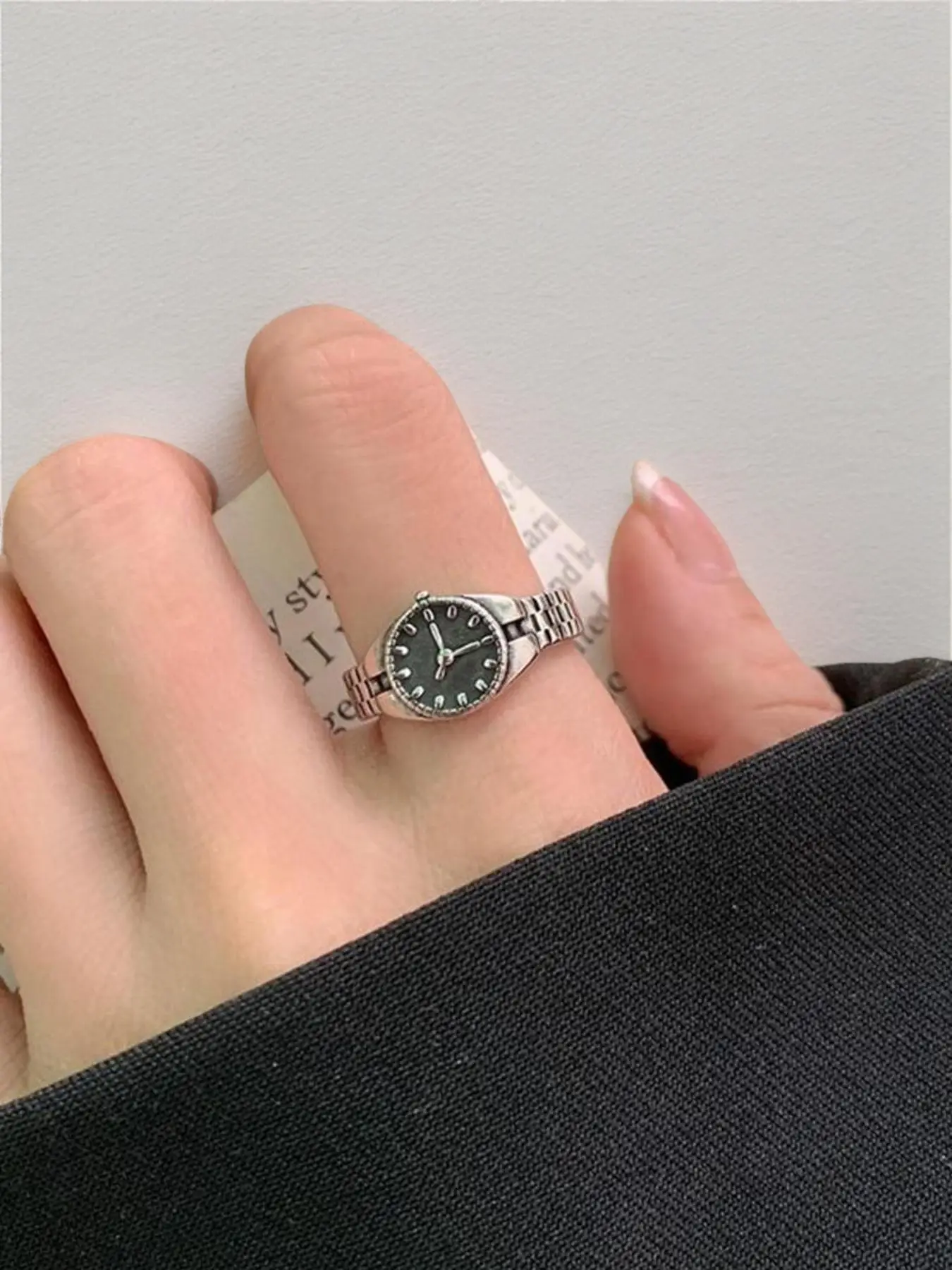 Clock Design Round Dial Vintage Ring for Women, Hip-hop Fashion Metal Promise Rings Jewelry for Party, Daily Decor, Trendy All-match & Exquisite Jewel