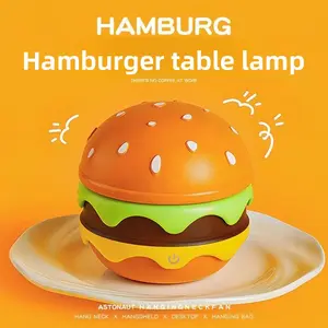 Creative Hamburger Night Light LED Table Lamp Long Battery Life Touch Control 3 Speed Eye Protection Study Creative Night Light decor bedroom gift gummy bear