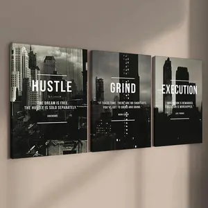 Wooden Framed Canvas Painting, 3 Counts/set Inspirational Letter Pattern Wall Art Poster, Wall Decor Modern Home Decor Canvas Prints for Home Living Room Bedroom Office, Modern Home Decoration