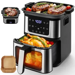 7.5Qt Multifunction Air Fryer w/ Digital LED Touch Screen, Steak Searing, 8 Preset Cookings, 95% Less Oil, Nonstick Dishwasher-Safe Basket, Includes 100 Liners