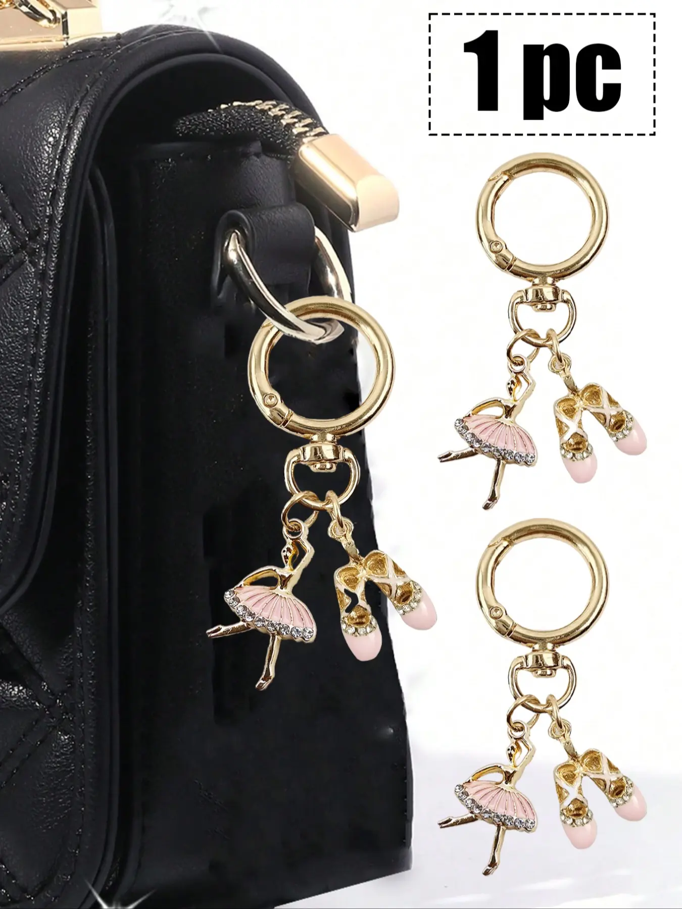 Ballet Shoe Shaped Key Necklace, Dancer Keychain For Car Keys, Handbag Charm, Key Charms, Bags, Ballet Themed Small Gift For Girls, Dancers, Women, Christmas Gift, Birthday Present, Balletcore Jewelry, Dance Teacher Gift