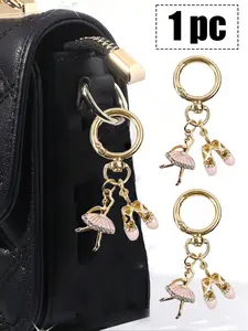 Ballet Shoe Shaped Key Necklace, Dancer Keychain For Car Keys, Handbag Charm, Key Charms, Bags, Ballet Themed Small Gift For Girls, Dancers, Women, Christmas Gift, Birthday Present, Balletcore Jewelry, Dance Teacher Gift