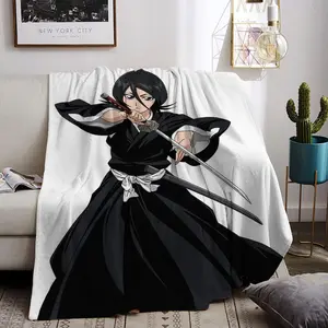 anime B-BLEACH Throw Flannel All Weather Blanket Kneeling Blankets Fluffy Warm Winter Blanket Blankets on Offer Home Knee Throw Wearing Microfiber