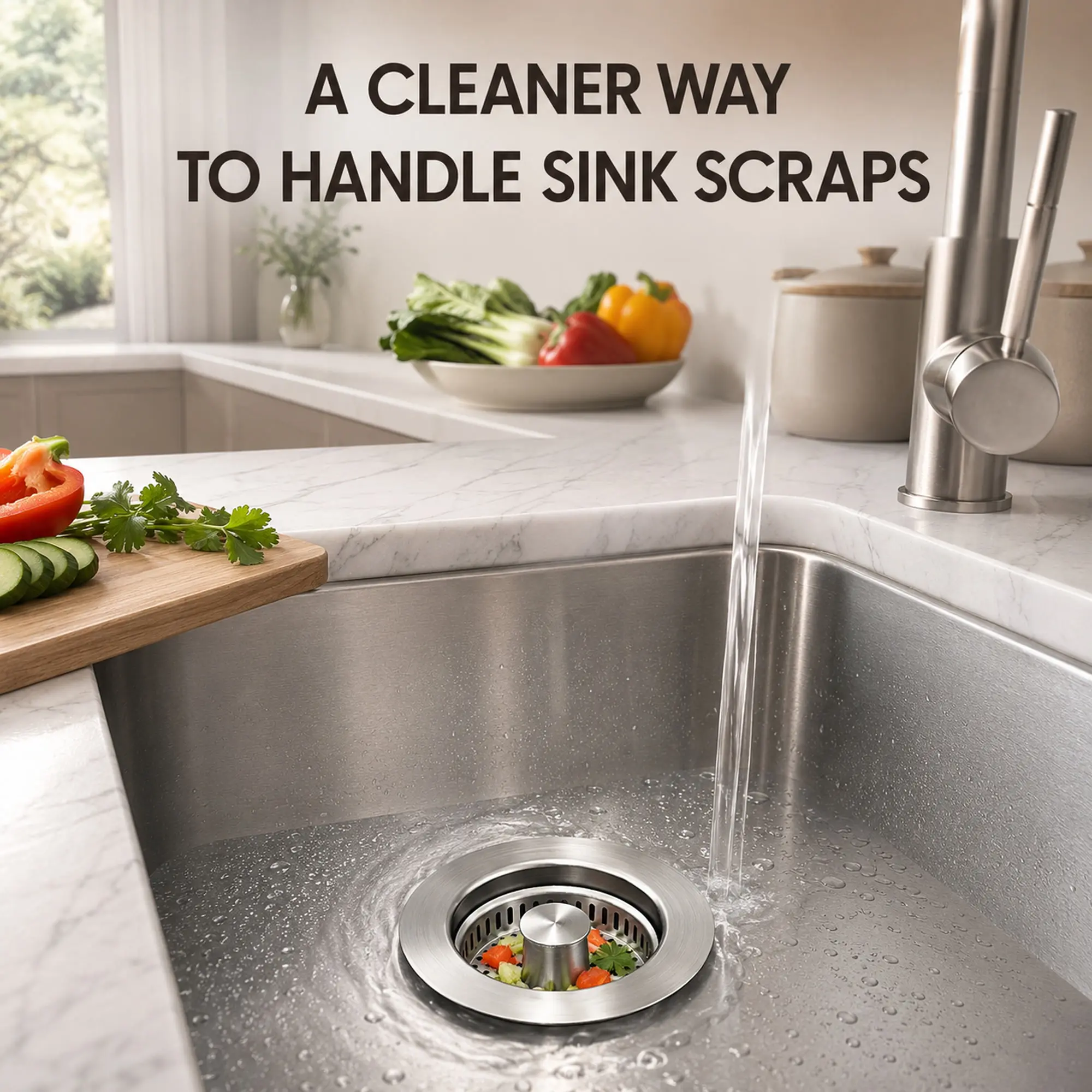 3-in-1 Kitchen Sink Drain Strainer, 304 Stainless Steel Pop-up Sink Plug, Anti-Clog Drain Strainer