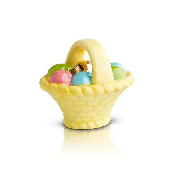 Nora Fleming Compact Mini Size Flower Storage Basket - A Tisket A Tasket Design Home Supplies Organiser, Ideal for Easter Egg Hunt, Thoughtful Gift for Families, Give a Gift That Makes a Difference