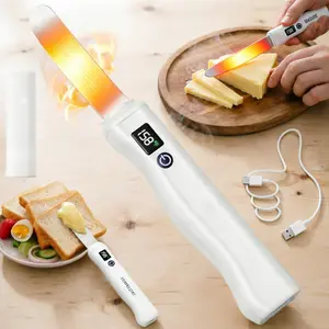 Heated butter knife with smart LED display and 2 heating settings (131°F/158°F) – rechargeable USB heated knife for cheese, hard butter, honey, ice cream, and peanut butter