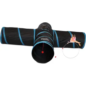 4 Way  Tunnel.  12 Inch Diameter and Extra Long. A Big Collapsible Play . Wide Pet Tunnel Tube for Rabbits, Kittens, Large Cats, and Dogs.