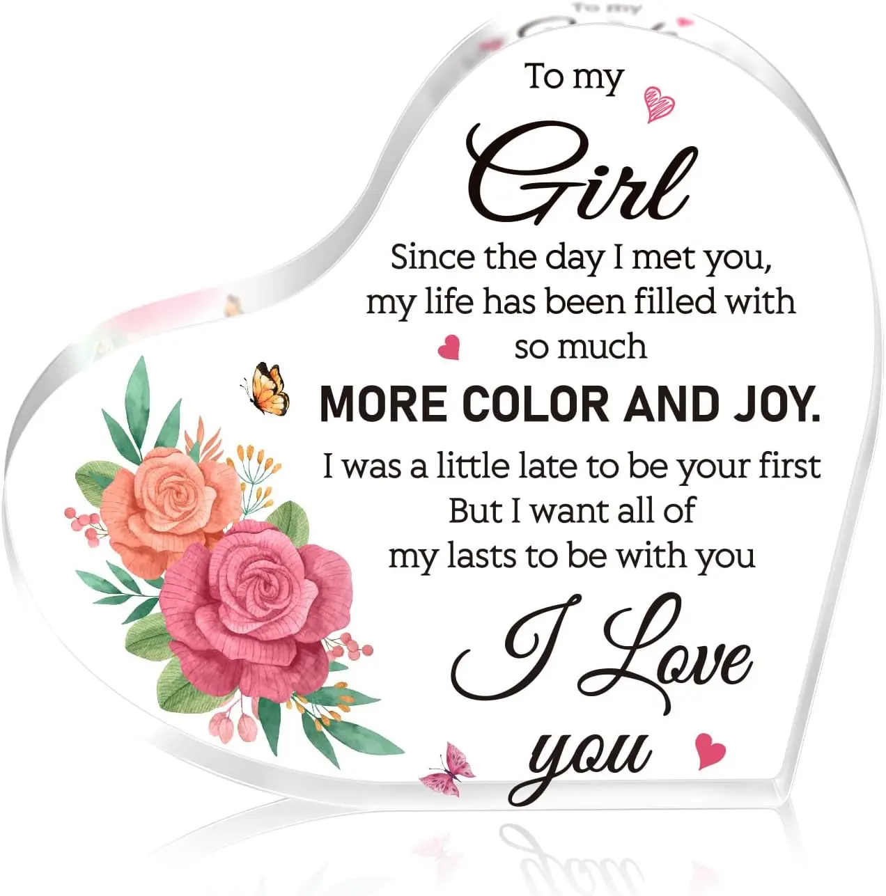 To My Girl Christmas Small Gifts for Girlfriend - 4" I Love You Gifts for Her Acrylic Keepsake Gifts for Girlfriend Christmas Birthday Anniversary Valentines Gifts for My Girl