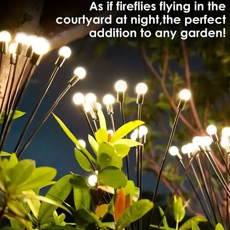 Upgrade Solar Firefly Lights, 32 LED Garden Lights, Waterproof, Outdoor Wind-Swaying Decorations for Yard, Path, Patio, Christmas, Outdoor Garden Lighting, Outdoor Pathway Lighting