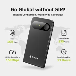4G LTE WiFi Mobile Hotspot No SIM Card Required 9 Devices Multiple Networks Portable Internet for Campers Motorhomes Travels Free 1GB Local Data Black