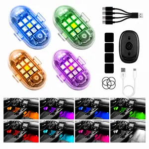 Magnetic Wireless LED Car Interior Lights, RGB Rechargeable Ambient Lighting with Remote, 12H Battery Life, Strobe Feature, Mini Decorative Lamp for Car, Truck, Motorcycle, Bike #SummerVibes outdoorfun