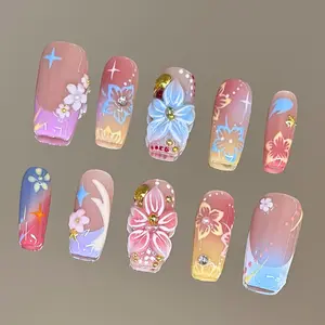 NailVesta ISLAND PARADISE – 100% Handcrafted 3D Press-On Nails | Reusable, Long-Lasting, Salon-Quality black lace nail art nail art