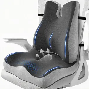 Ergonomic Orthopedic Memory Foam Seat Cushion & Lumbar Support Back Pillow Set, Extra Thick Coccyx Cushion for Tailbone, Back Pain, Sciatica & Hemorrhoid Relief, Office Chair, Gaming Chair, Car, Truck Driver & Wheelchair
