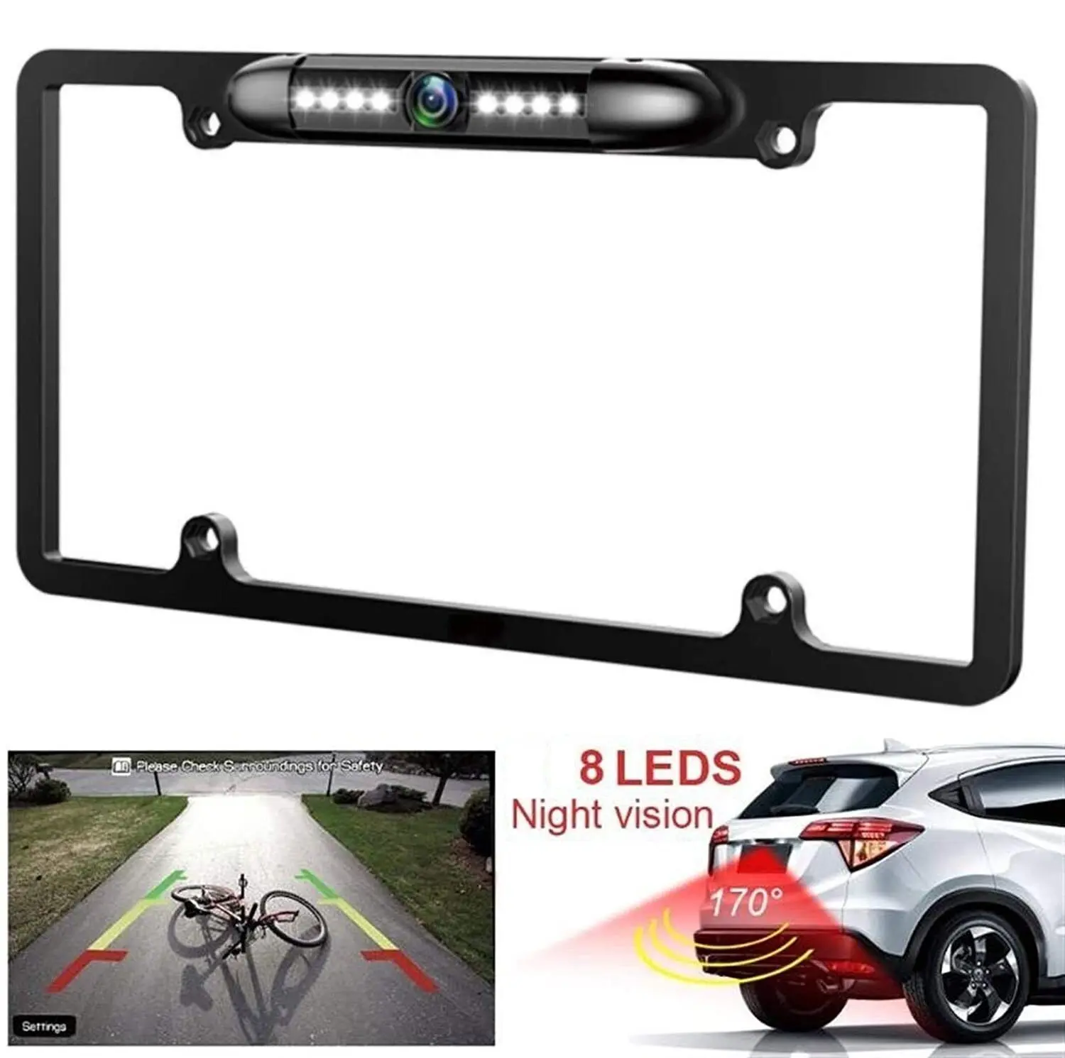 Rearview Camera Rear Backup System for Alpine ILX-W650, 8 LED, 170° Wide Viewing Angle, Waterproof Car Rear View Monitor