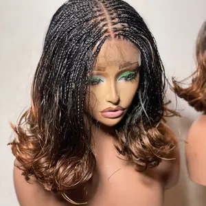 Spanish Bob Braided Wig 10-12 Inches Made with 5x5 Human Hair Lace. Medium: Cap size :21.5 – 22.5”