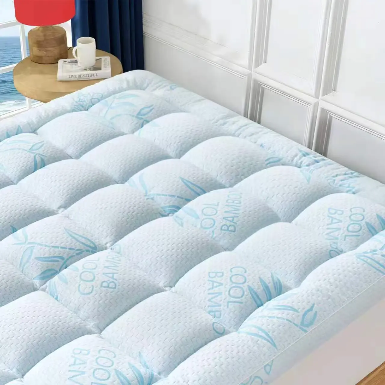Mattress Topper Viscose Derived from Bamboo,Breathable and Soft Extra Thick Pillow Top Mattress Pad Cover for Back Pain