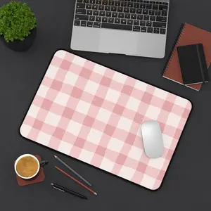Pink gingham desk mat – Simple & Classic, Cute Aesthetic workspace