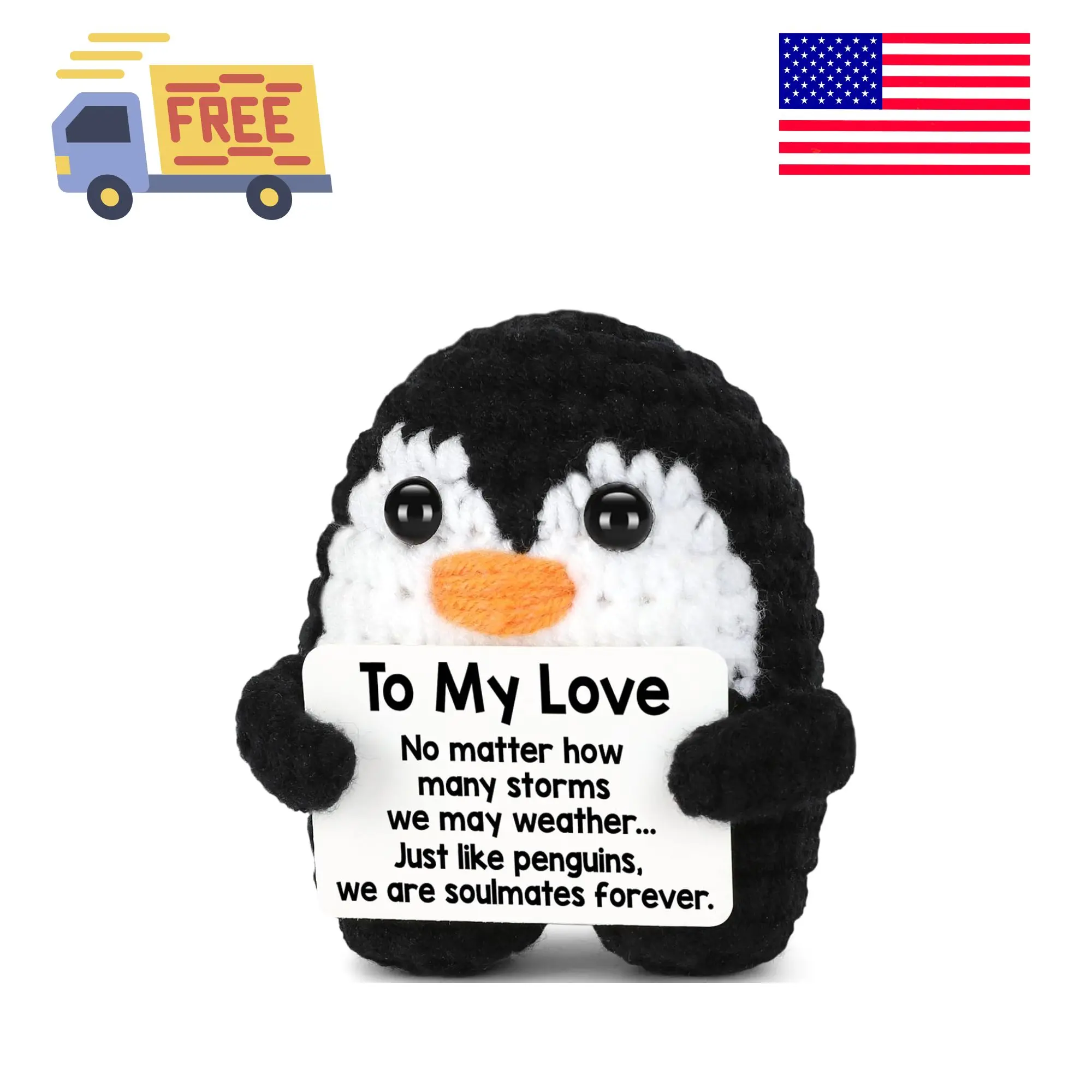 Gifts for Him Her Boyfriend Girlfriend Birthday Christmas, To My Love Handmade Crochet Penguin