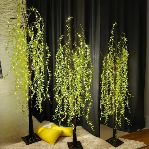 Artificial Weeping Willow LED Floor Lamp - 3.9ft/4.9ft/5.9ft, USB-DC Power Supply, Remote Control, Ages 16+, Home Decor, LED Lights, Light Novelty Lighting