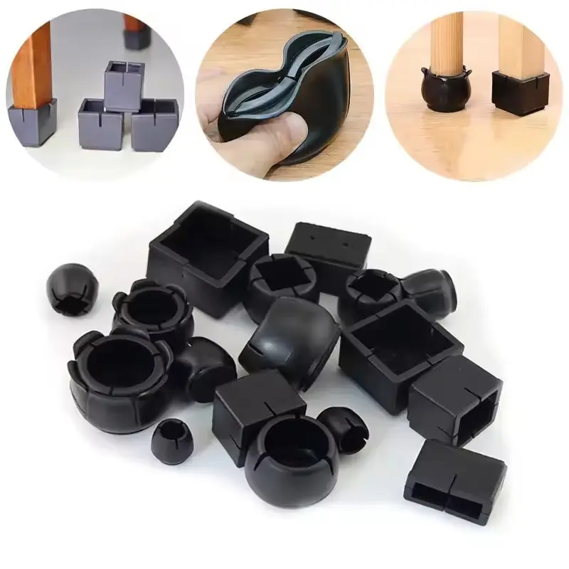 8-piece set of black table and chair leg pads, silicone anti slip table and chair foot covers, bottom protection pad, wooden Floor Surface protector, durable and reusable design, very suitable for home office use, Hardware Parts