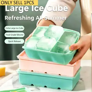 Food Grade Silicone Ice Cube Tray, Square Large Ice Cubes Mold, Whiskey Drink Chiller, Home Use Summer DIY Ice Maker