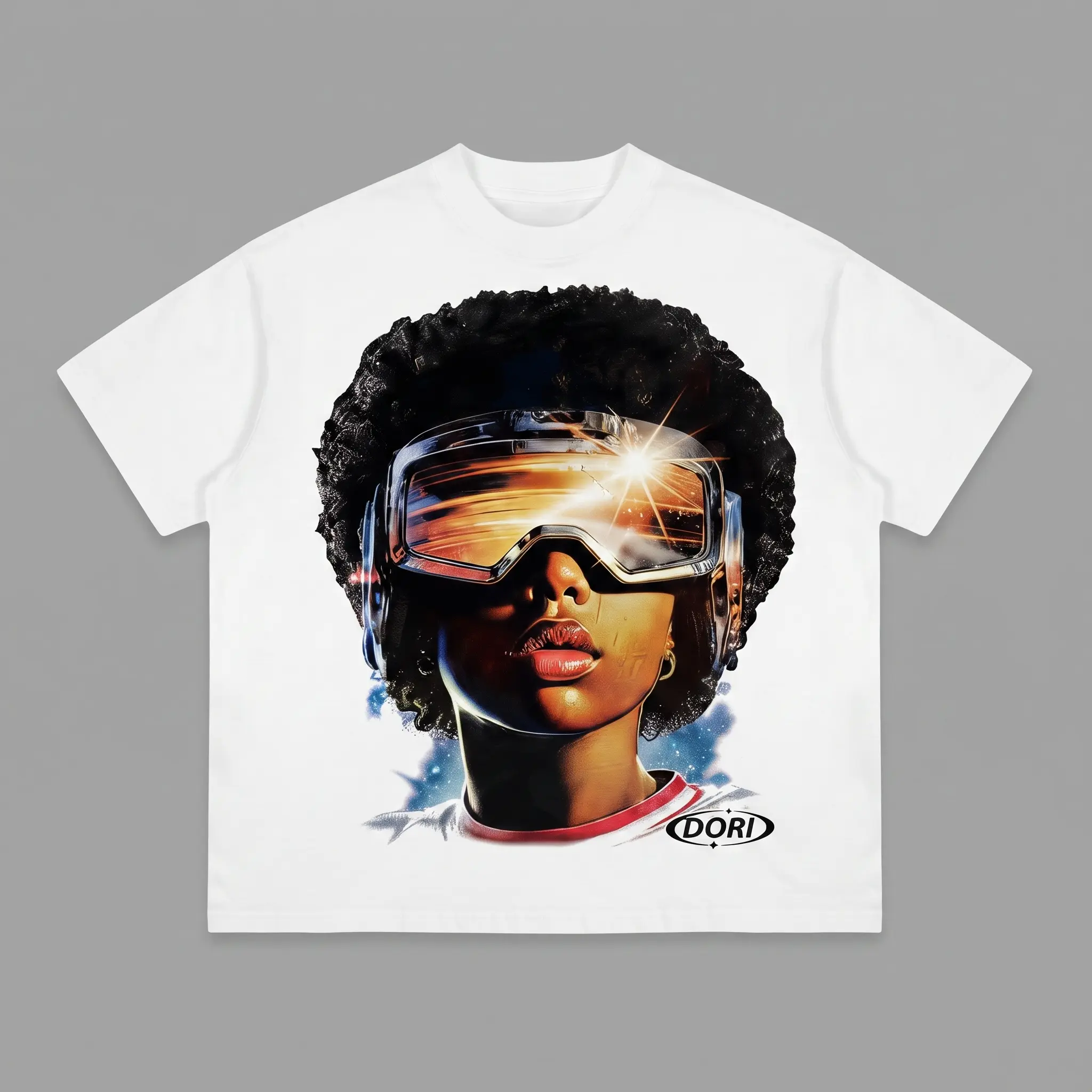 Comfort Unisex Futuristic Portrait Graphic T-Shirt – Cyberpunk VR Streetwear Casual Tee