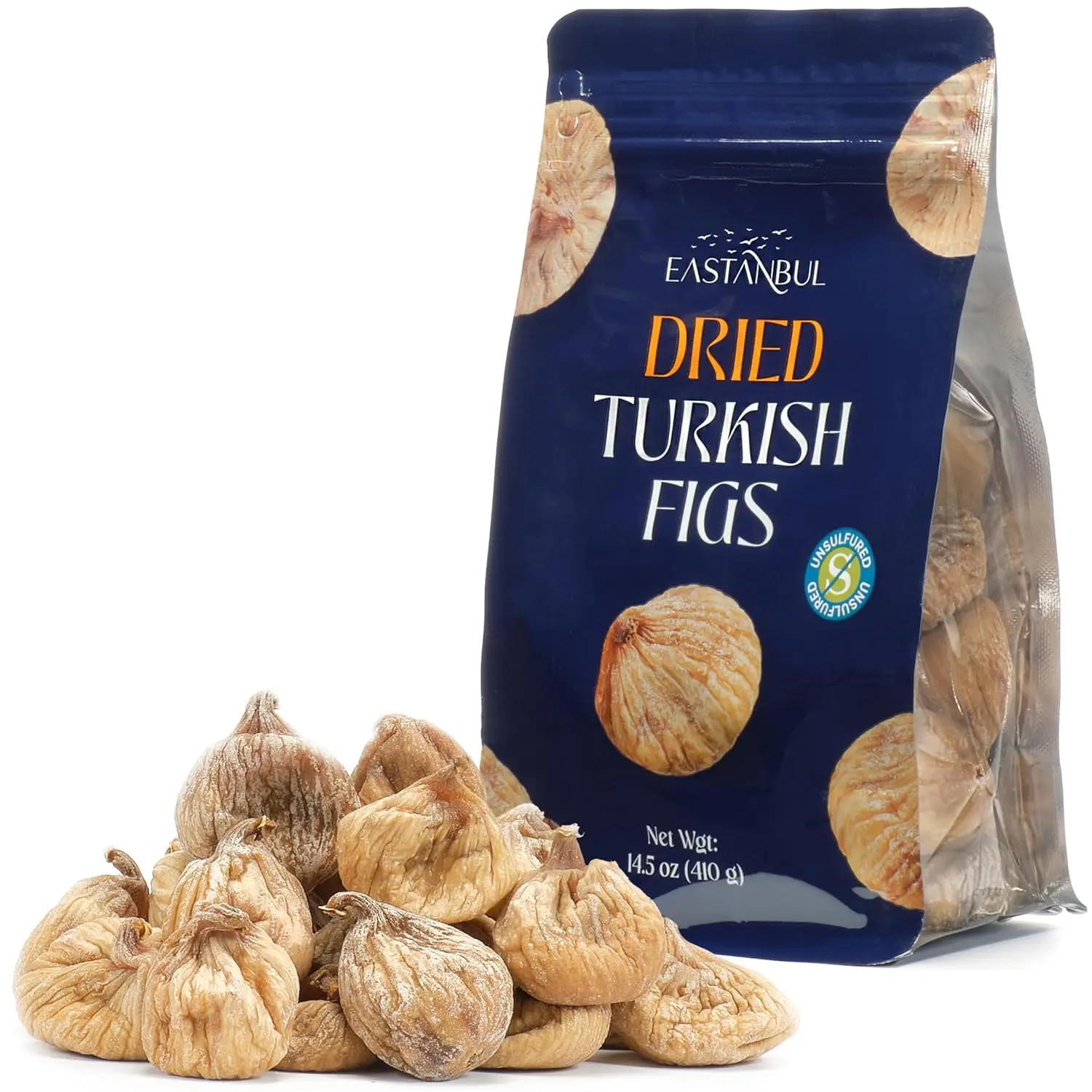 Eastanbul Turkish Dried Figs Whole, No Sugar Added, Sweet and Soft, 14.5oz | Whole Turkish Figs, Naturally Sweet, Guilt-Free Anjeer Dry Fruit Snack, Natural, Vegan, Gluten-Free, Sun Dried For Baking
