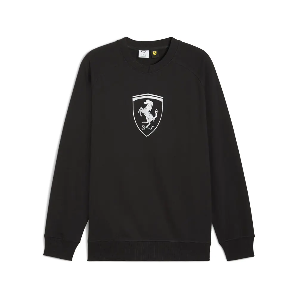 PUMA Mens Scuderia Ferrari Sportswear Shield Crew Neck Sweatshirt Casual - Black