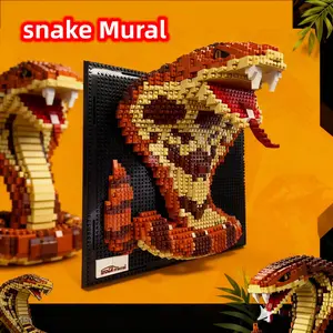 1518pcs Adult 3D Wall Art Snake Building Block Set, Abs Material, Animal Toy Gift, Creative Gift, Stress Relief, Bedroom Decor, Holiday Present
