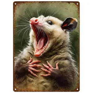 Opossum matel sign Funny Animal Humor Artwork for Quirky Home Decor Lovers