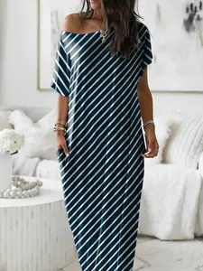 Women's Summer Solid-Color Batwing-Sleeve Casual Dress, Loose-Fitting Short Sleeve Nightdress, Nightwear, Comfortable Loungewear for All Seasons