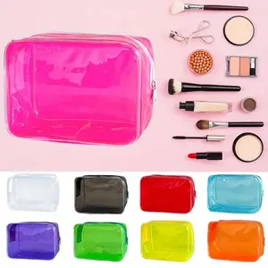 Transparent PVC Makeup Bag, Single Color Cosmetic Organizer, Makeup Organizer Pouch, Easy Storage Washbag, Travel Cosmetic Bags, Ideal for Cosmetics and Toiletries