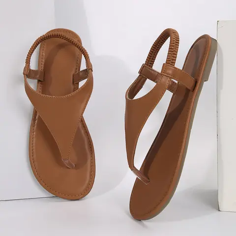 Women's Slippers Triangle Strap Flat Sandals Elastic Ankle Strap Flip Flops Summer Casual Beach Sandals Footwear Flipflop
