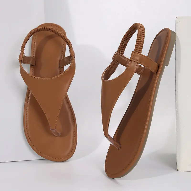 Women's Slippers Triangle Strap Flat Sandals Elastic Ankle Strap Flip Flops Summer Casual Beach Sandals Footwear Flipflop