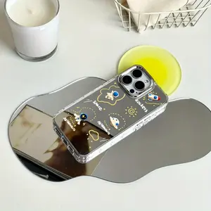 Smooth Mirror Phone Case for iPhone 16 15 14 13 12 11 Pro Max MAX PLUS Design Shell Shockproof Makeup Mirror Protection Protective Cover magic john screen protector chrome hearts iphone 15 pro max case iphone 11 cases Casing Cellphone Smartphone