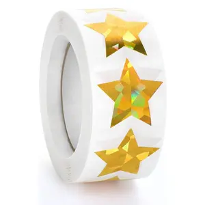 Holographic Gold Star Stickers, 1 inch /2.5cmSelf Adhesive Metallic Glitter Foil Stickers Sparkly Star Sticker Reward Behavior Chart Labels for Kids Students Teachers Supplies