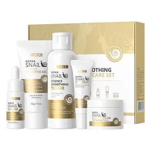 Korean Snail Firming Skin Care Sets, Cleanser + Toner + Serum + Eye Cream + Moisturizer, Hydrating, Elasticity Boost
