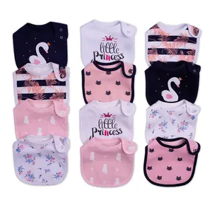 12 Pack Baby Drool Bibs Soft Skin Friendly Cotton Feeding Bibs for Boys Girls Adjustable Snap Closure Waterproof Breathable Teething Feeding Spit Up Protection Easy to Clean Cartoon Dinosaur Animal Prints