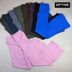(With Logo) 2026 New DFYNE V-Waist Flare Leggings Women’s Soft Stretch Yoga Pants Gym Workout Bootcut Tights
