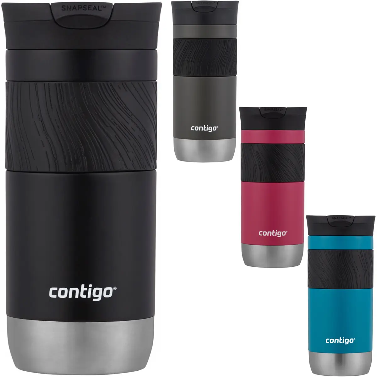 Contigo 16 oz. Byron 2.0 SnapSeal Insulated Stainless Steel Travel Cup for Adults, Solid Casual Dishwasher-Safe Vacuum Flask, Leak-Proof