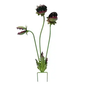 Explorinox 25-Inch Large Metal Venus Flytrap Garden Stake, Carnivorous Plant Flower Sculpture for Outdoor Garden, Patio Decor