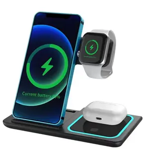 Charging Station for Apple Multiple Devices-3 in 1 Magnetic Wireless Charger with Ring Holder & Car Mount for iPhone 17 16 15 14 13 12 Pro Max Plus Watch & Airpods,Samsung
