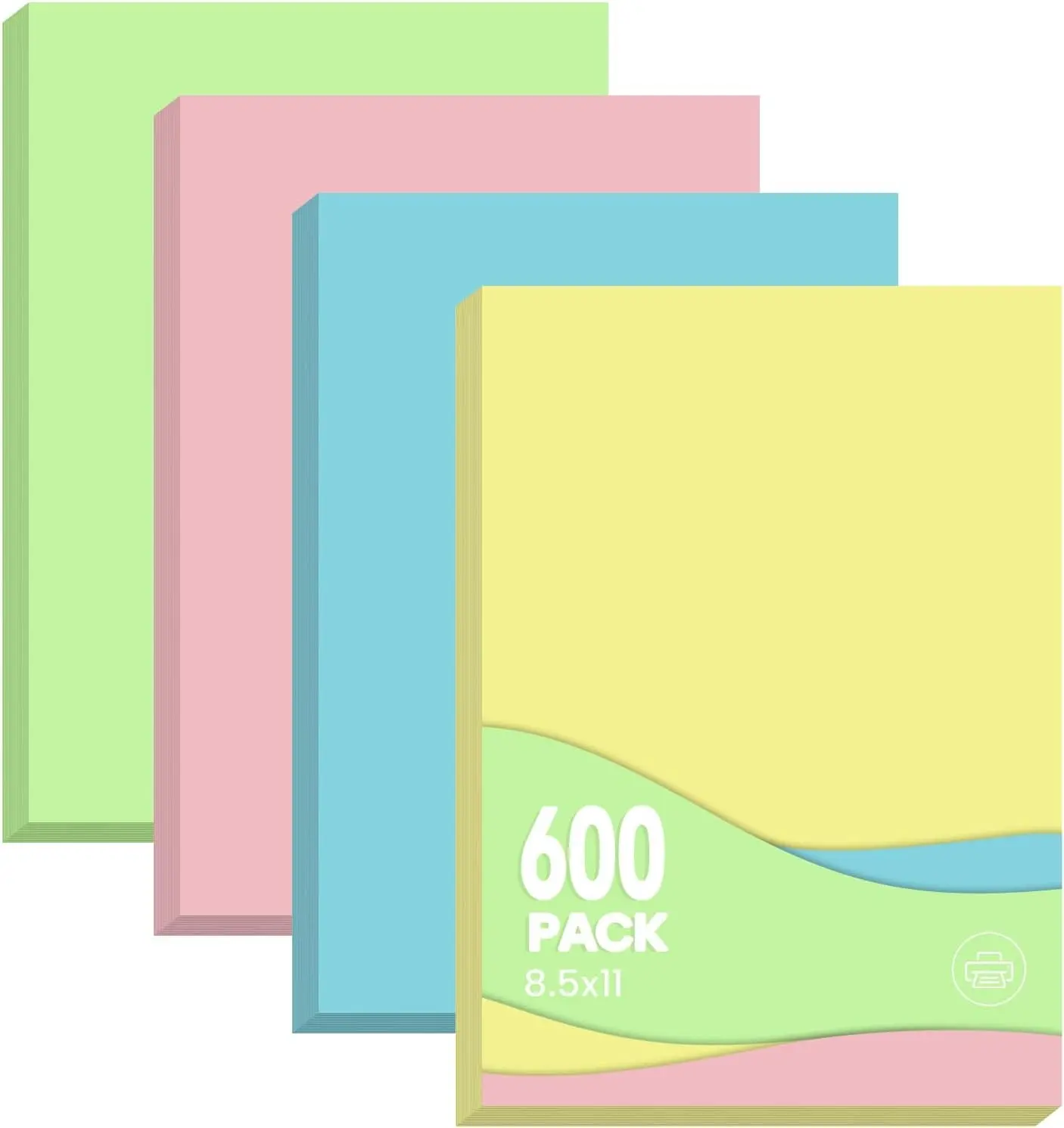 Colored Copy Paper 8.5x11 Inches, 600 Sheets Pastel Assorted Colors Printer Paper for Printing, Arts & Crafts, School Projects and Office Use