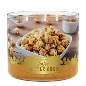 GooseCreek Toffee Kettle Corn 3-Wick Candle - Soy Wax Blend Scented Candle with Tasty Popcorn Design