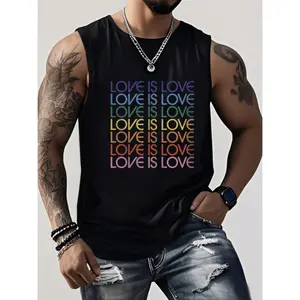 Comfortable Men's Sleeveless Pride Month Print Tank Top Casual Round Neck Summer Wear
