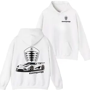 🏎️✨[Graphic Hoodie]Koenigsegg Jesko Hoodie – White Pullover with Front Crest Logo & Rear Jesko Hypercar Graphic, Supercar Fan Streetwear, Automotive Enthusiast Hoodie, Casual Cozy Pullover for Men & Women, Car Lover Gift
