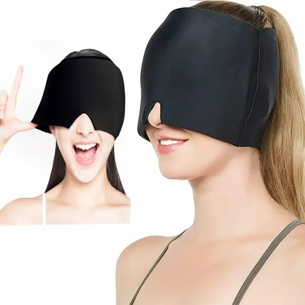 Soothing Migraine Relief Cap - Soft Silicone Gel Cooling Mask for Head Pain & Hangover Relief, Stretchable 1-Size Fit for Adults, Mother's Day Gift
