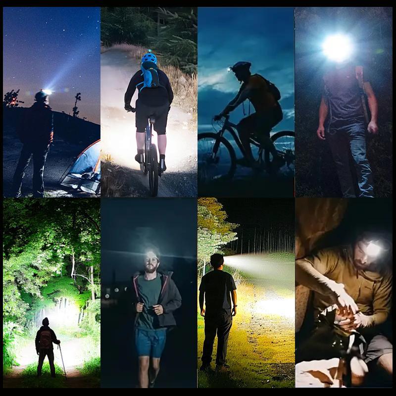 2 USB-Rechargeable Waterproof 5-LED Headlamps, 18000-Lumen Adjustable Lighting, Ideal for Night Hiking & Car Maintenance, Home Supplies Father's Day Gifts with ABS Build