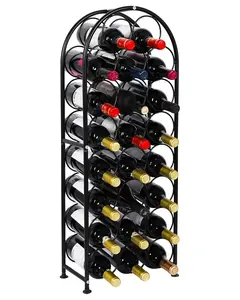 23 Bottles Arched Freestanding Floor Metal Wine Rack Wine Bottle Holders Stands, Black